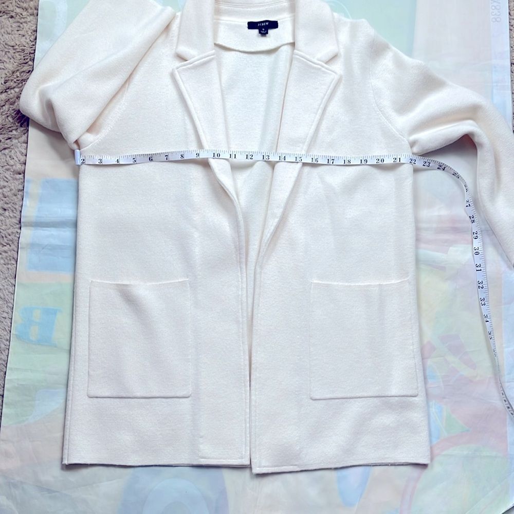 J. Crew Sophie Open Front Sweater Wool Knit Blazer Small Ivory J0244  $148 - Picture 4 of 10